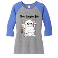 Moo I Mean Boo Ghost Cow Ghost Cow Halloween Great Gift Women's Tri-Blend 3/4-Sleeve Raglan Shirt