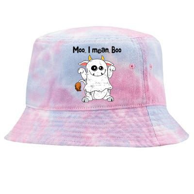 Moo I Mean Boo Ghost Cow Ghost Cow Halloween Great Gift Tie-Dyed Bucket Hat