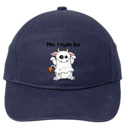 Moo I Mean Boo Ghost Cow Ghost Cow Halloween Great Gift 7-Panel Snapback Hat