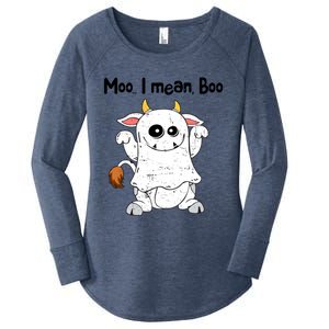 Moo I Mean Boo Ghost Cow Ghost Cow Halloween Great Gift Women's Perfect Tri Tunic Long Sleeve Shirt