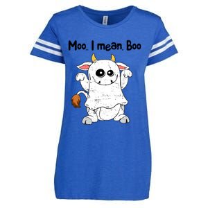 Moo I Mean Boo Ghost Cow Ghost Cow Halloween Great Gift Enza Ladies Jersey Football T-Shirt