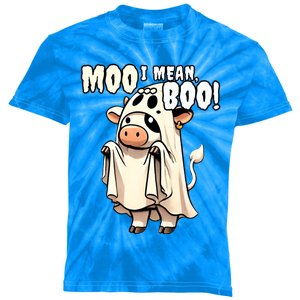 Moo I Mean Boo Funny Cow Ghost Halloween 2024 Costume Gift Kids Tie-Dye T-Shirt