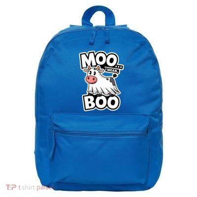 Moo I Mean Boo Funny Cow Ghost Halloween Design Gift 16 in Basic Backpack