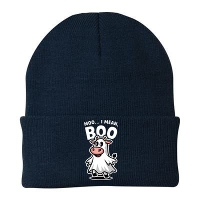 Moo I Mean Boo Cow Ghost Funny Halloween Knit Cap Winter Beanie