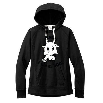 Moo I Mean Boo Cute Ghost Cow Funny Halloween Women Women's Fleece Hoodie