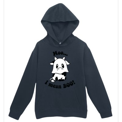 Moo I Mean Boo Cute Ghost Cow Funny Halloween Women Urban Pullover Hoodie