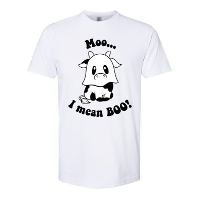 Moo I Mean Boo Cute Ghost Cow Funny Halloween Women Softstyle® CVC T-Shirt