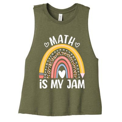 Math Is My Jam First Day Back To School Math Teacher Student Women's Racerback Cropped Tank