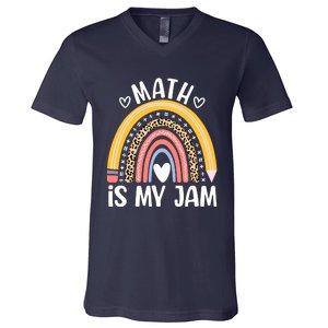 Math Is My Jam First Day Back To School Math Teacher Student V-Neck T-Shirt