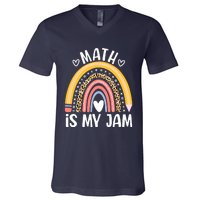 Math Is My Jam First Day Back To School Math Teacher Student V-Neck T-Shirt