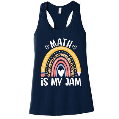 Math Is My Jam First Day Back To School Math Teacher Student Women's Racerback Tank