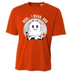 Moo I Mean Boo Spooky Ghost Cow Halloween Cute Gift Cooling Performance Crew T-Shirt