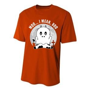 Moo I Mean Boo Spooky Ghost Cow Halloween Cute Gift Performance Sprint T-Shirt