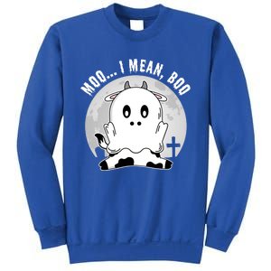 Moo I Mean Boo Spooky Ghost Cow Halloween Cute Gift Sweatshirt