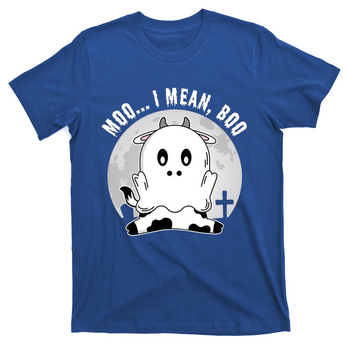 Moo I Mean Boo Spooky Ghost Cow Halloween Cute Gift T-Shirt