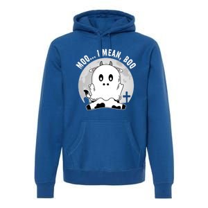 Moo I Mean Boo Spooky Ghost Cow Halloween Cute Gift Premium Hoodie