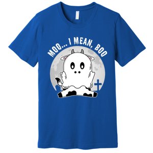 Moo I Mean Boo Spooky Ghost Cow Halloween Cute Gift Premium T-Shirt