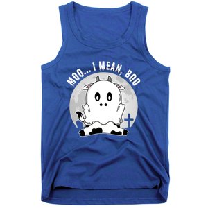 Moo I Mean Boo Spooky Ghost Cow Halloween Cute Gift Tank Top