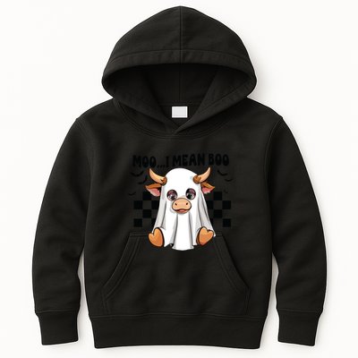 Moo I Mean Boo Ghost Cow Funny Halloween Costume Cow Lover Kids Hoodie