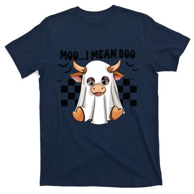 Moo I Mean Boo Ghost Cow Funny Halloween Costume Cow Lover T-Shirt