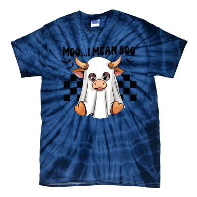 Moo I Mean Boo Ghost Cow Funny Halloween Costume Cow Lover Tie-Dye T-Shirt