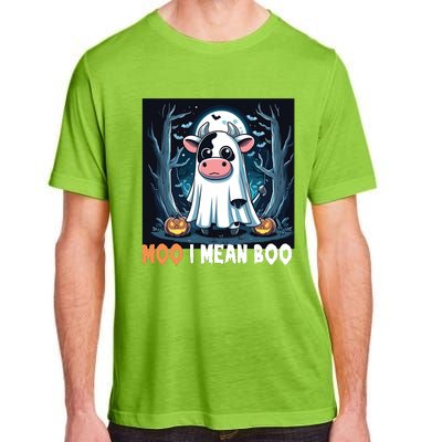 Moo I Mean Boo Ghost Cow Funny Halloween Lover Spooky Cow Long Sleeve Adult ChromaSoft Performance T-Shirt