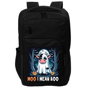 Moo I Mean Boo Ghost Cow Funny Halloween Lover Spooky Cow Long Sleeve Impact Tech Backpack