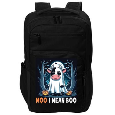 Moo I Mean Boo Ghost Cow Funny Halloween Lover Spooky Cow Long Sleeve Impact Tech Backpack