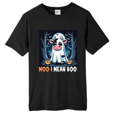 Moo I Mean Boo Ghost Cow Funny Halloween Lover Spooky Cow Long Sleeve Tall Fusion ChromaSoft Performance T-Shirt