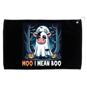 Moo I Mean Boo Ghost Cow Funny Halloween Lover Spooky Cow Long Sleeve Grommeted Golf Towel