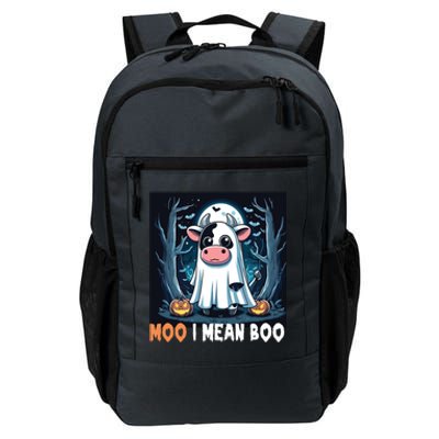 Moo I Mean Boo Ghost Cow Funny Halloween Lover Spooky Cow Long Sleeve Daily Commute Backpack