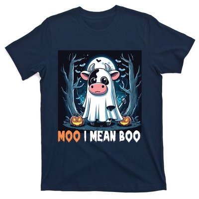 Moo I Mean Boo Ghost Cow Funny Halloween Lover Spooky Cow Long Sleeve T-Shirt