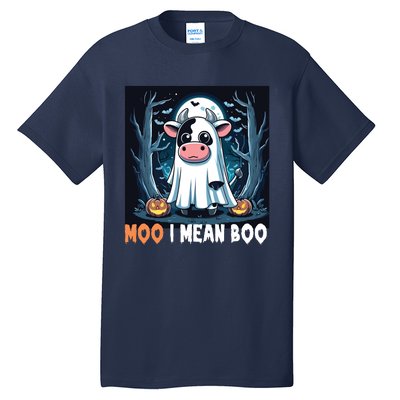 Moo I Mean Boo Ghost Cow Funny Halloween Lover Spooky Cow Long Sleeve Tall T-Shirt