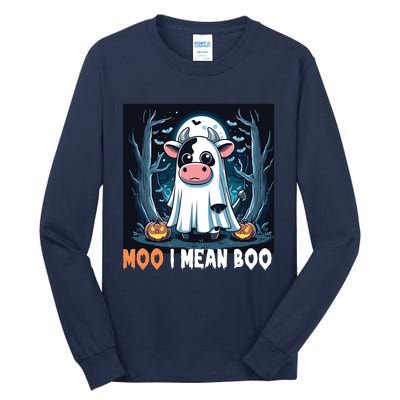 Moo I Mean Boo Ghost Cow Funny Halloween Lover Spooky Cow Long Sleeve Tall Long Sleeve T-Shirt