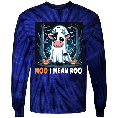 Moo I Mean Boo Ghost Cow Funny Halloween Lover Spooky Cow Long Sleeve Tie-Dye Long Sleeve Shirt