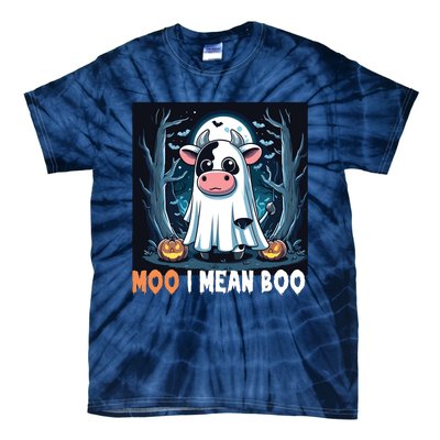 Moo I Mean Boo Ghost Cow Funny Halloween Lover Spooky Cow Long Sleeve Tie-Dye T-Shirt