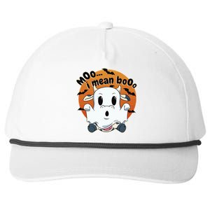 Moo I Mean Booo Cute Cow Ghost Halloween Gift Snapback Five-Panel Rope Hat