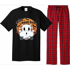 Moo I Mean Booo Cute Cow Ghost Halloween Gift Pajama Set