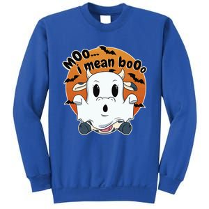 Moo I Mean Booo Cute Cow Ghost Halloween Gift Sweatshirt