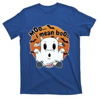 Moo I Mean Booo Cute Cow Ghost Halloween Gift T-Shirt