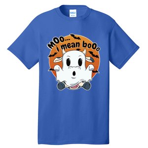 Moo I Mean Booo Cute Cow Ghost Halloween Gift Tall T-Shirt