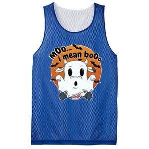 Moo I Mean Booo Cute Cow Ghost Halloween Gift Mesh Reversible Basketball Jersey Tank