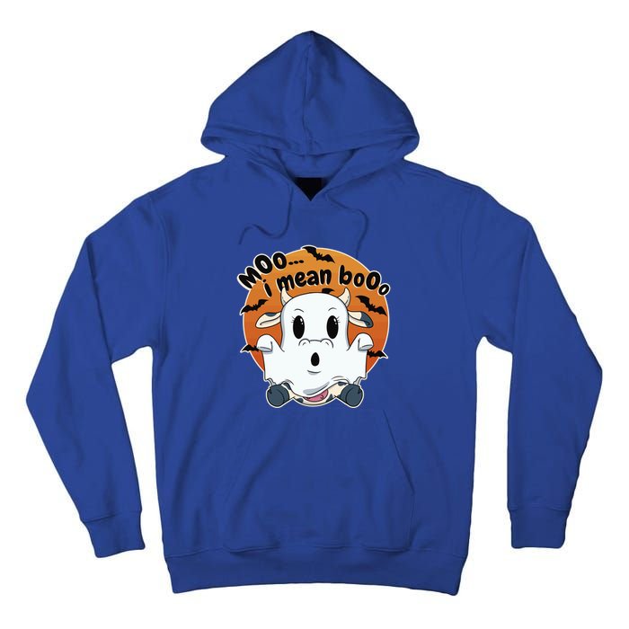 Moo I Mean Booo Cute Cow Ghost Halloween Gift Tall Hoodie