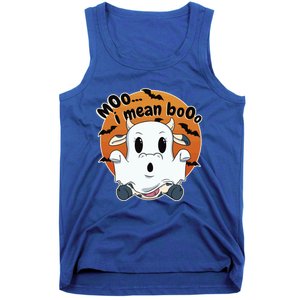 Moo I Mean Booo Cute Cow Ghost Halloween Gift Tank Top