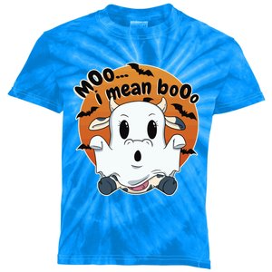 Moo I Mean Booo Cute Cow Ghost Halloween Gift Kids Tie-Dye T-Shirt