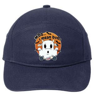 Moo I Mean Booo Cute Cow Ghost Halloween Gift 7-Panel Snapback Hat