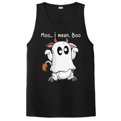 Moo I Mean Boo Funny Cow Ghost Halloween Gift PosiCharge Competitor Tank