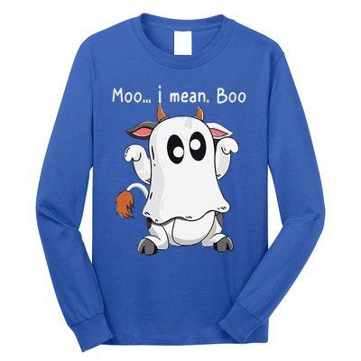 Moo I Mean Boo Funny Cow Ghost Halloween Gift Long Sleeve Shirt