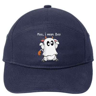 Moo I Mean Boo Funny Cow Ghost Halloween Gift 7-Panel Snapback Hat