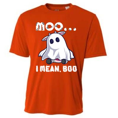 Moo I Mean Boo Cow Farming Halloween Gift Cooling Performance Crew T-Shirt